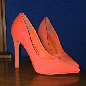 Elegant Neon Orange Olivia James Heels Size 5.5